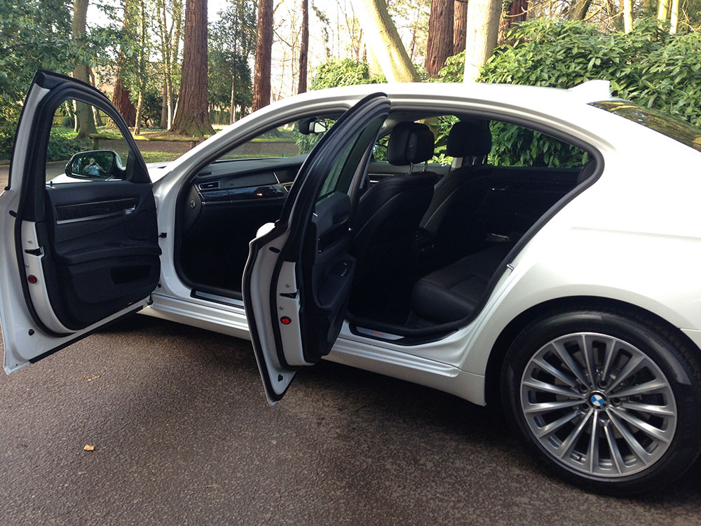 White bmw 7 series for hire